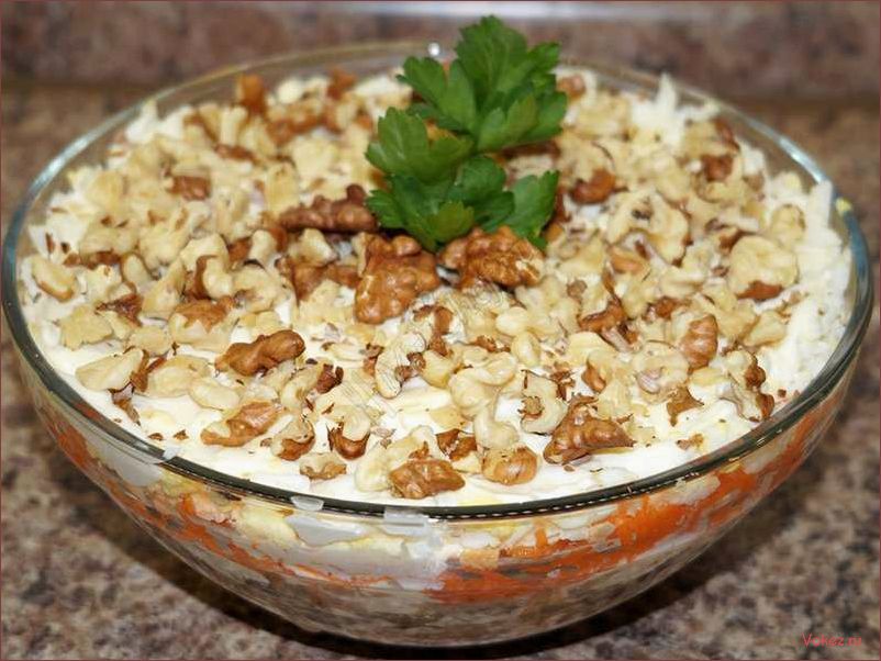 Гастрономическое искушение — салат с ароматными орехами и сочными грибами, который сразит вас наповал своим неповторимым вкусом и необычными сочетаниями!