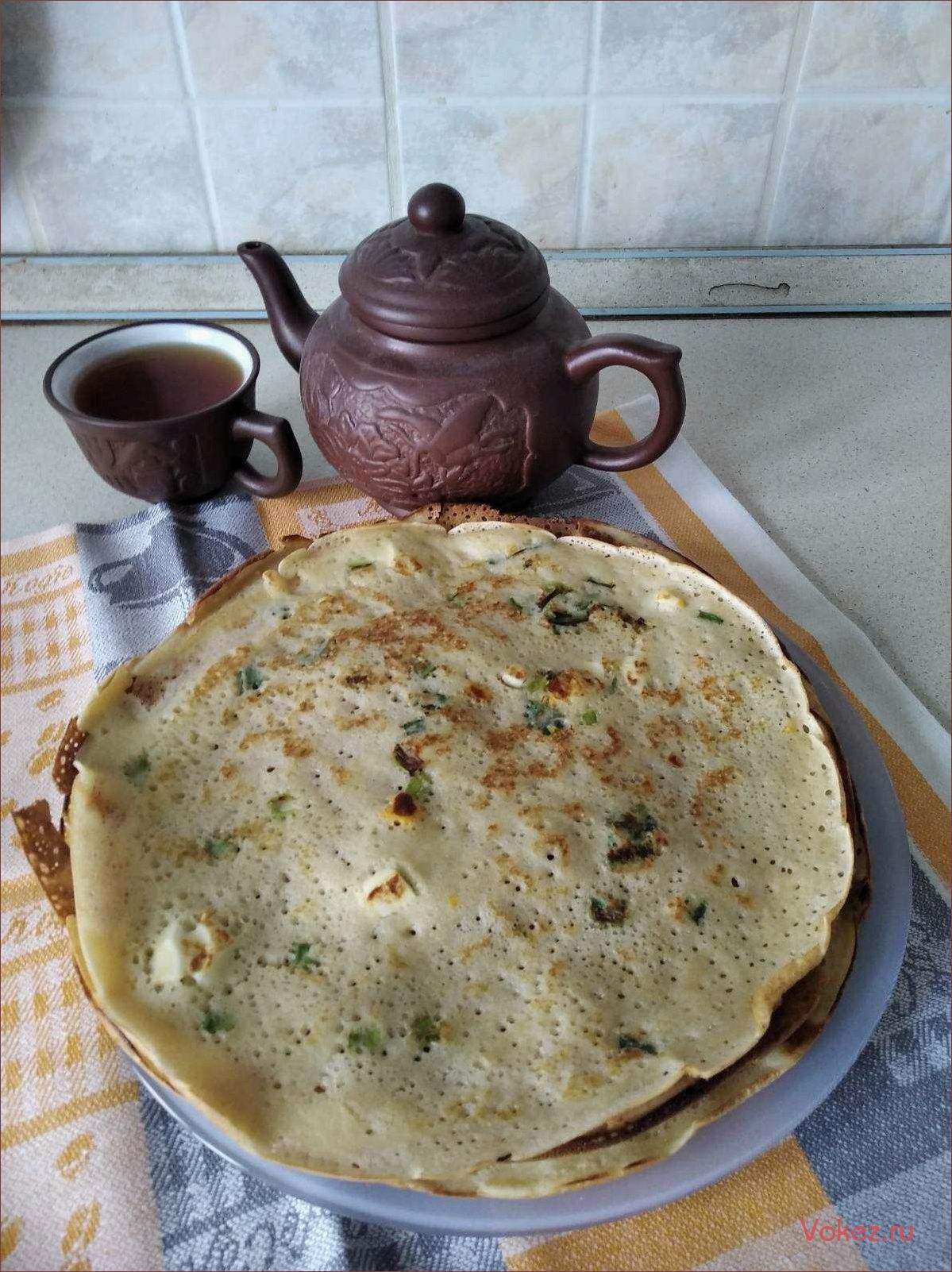 (блины, кефире, припеком, вкусное, сытное) Блины на кефире с припеком — вкусное и сытное блюдо для всей семьи!